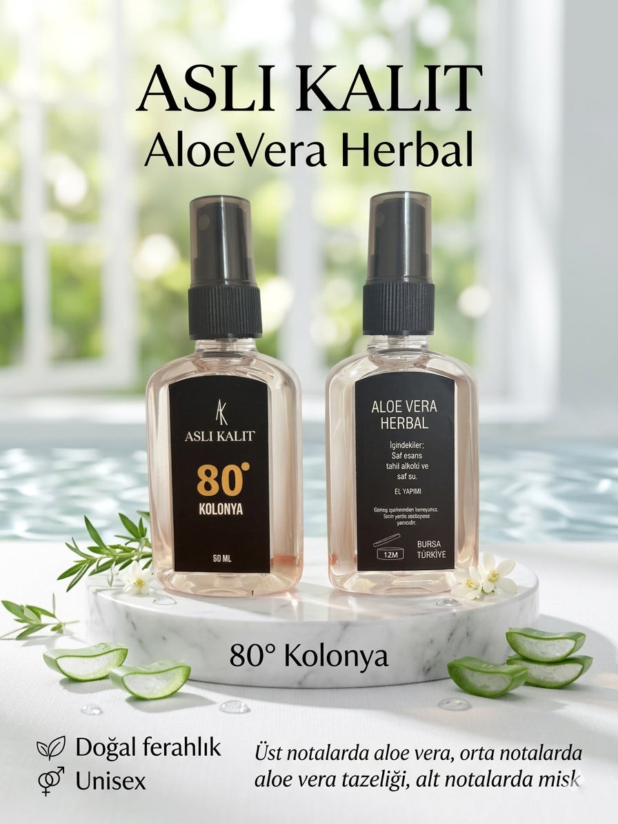 ASLI KALIT 80° Kolonya Aloe Vera Herbal 50ml