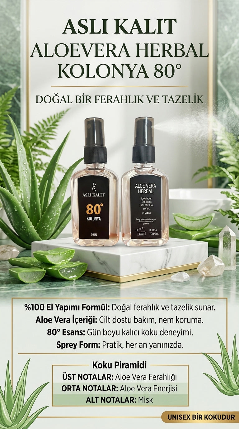 ASLI KALIT 80° Kolonya Aloe Vera Herbal 50ml