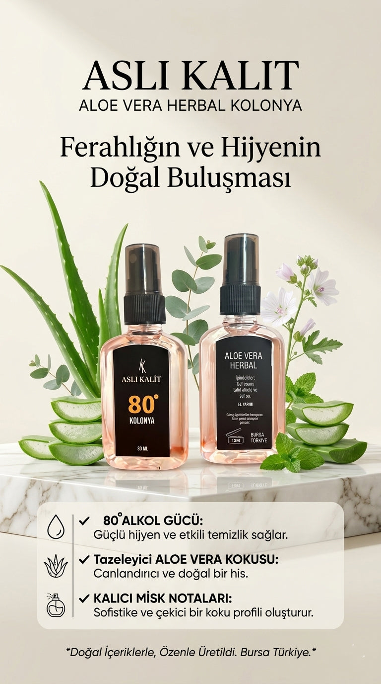 ASLI KALIT 80° Kolonya Aloe Vera Herbal 50ml