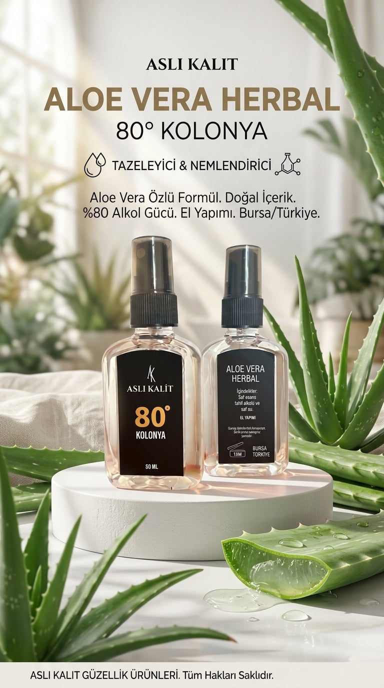 ASLI KALIT 80° Kolonya Aloe Vera Herbal 50ml