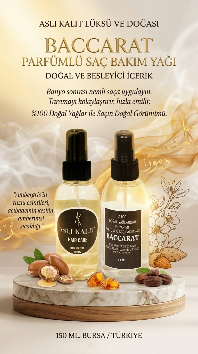 ASLI KALIT ( Baccarat ) Parfümlü Saç Bakım Parfümü Doğal Yağlardan Hair Care Saç Parfümü 150ml