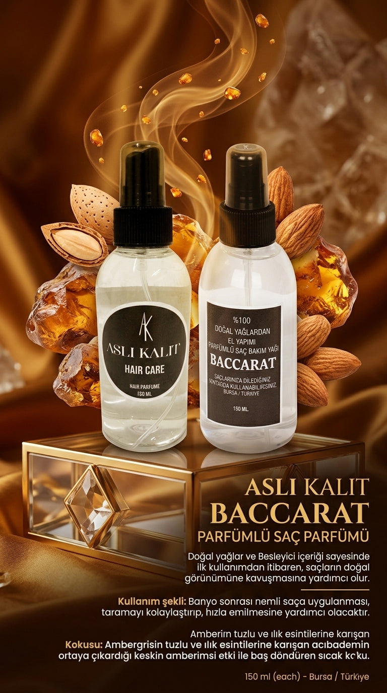 ASLI KALIT ( Baccarat ) Parfümlü Saç Bakım Parfümü Doğal Yağlardan Hair Care Saç Parfümü 150ml
