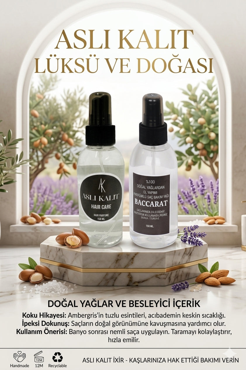 ASLI KALIT ( Baccarat ) Parfümlü Saç Bakım Parfümü Doğal Yağlardan Hair Care Saç Parfümü 150ml