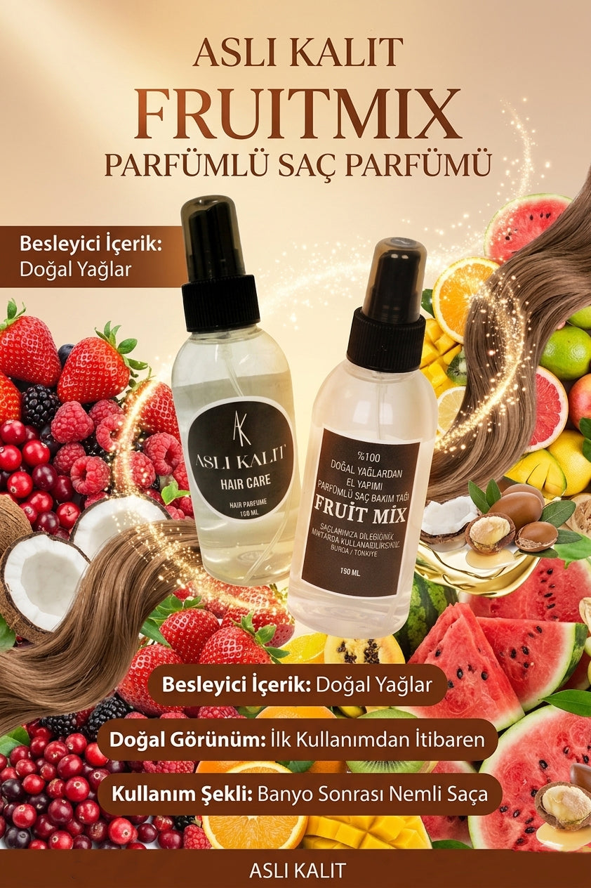 ASLI KALIT ( FruitMix ) Parfümlü Saç Bakım Parfümü Doğal Yağlardan Hair Care Saç Parfümü 150ml