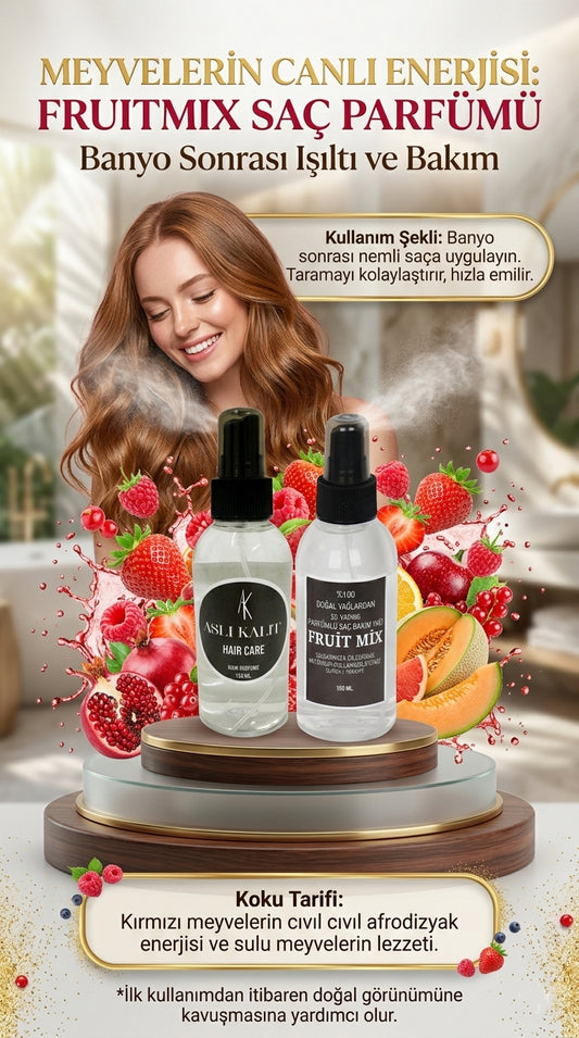 ASLI KALIT ( FruitMix ) Parfümlü Saç Bakım Parfümü Doğal Yağlardan Hair Care Saç Parfümü 150ml